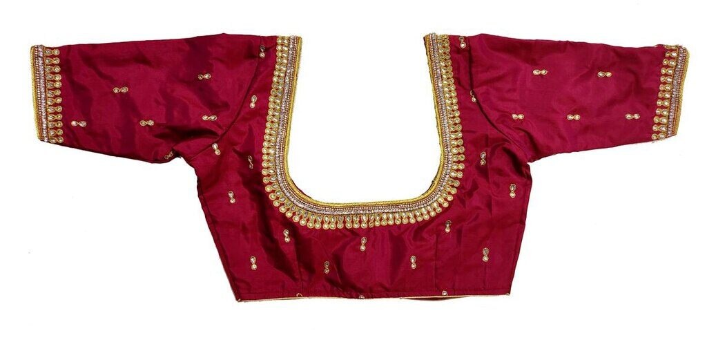 Womens Hand Embroidery Maggam Work Blouse (Red Colour)2